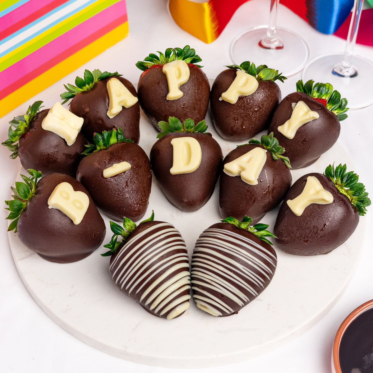 Happy B-Day Hand-Dipped Belgian Strawberries